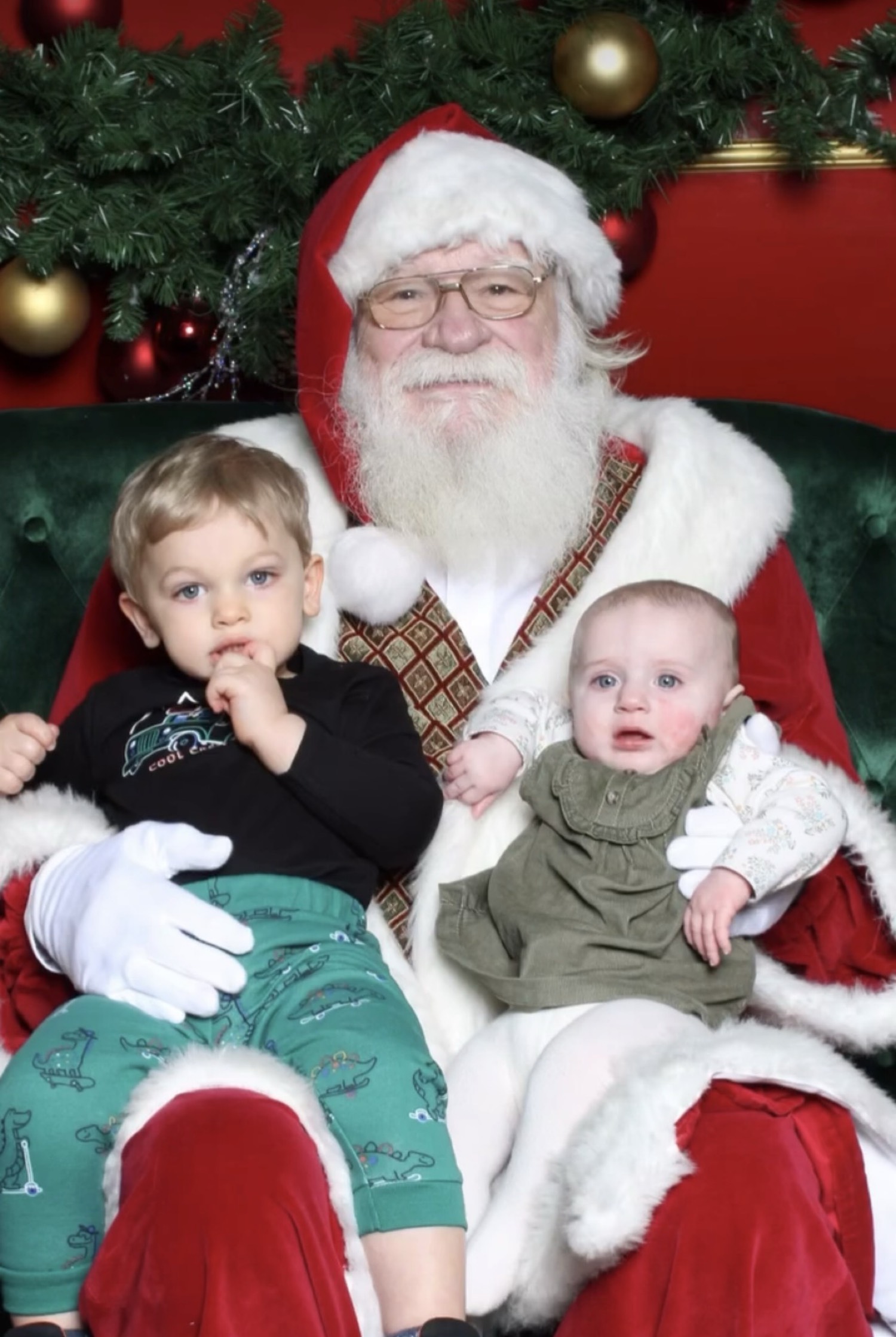 Family holiday photo with Santa