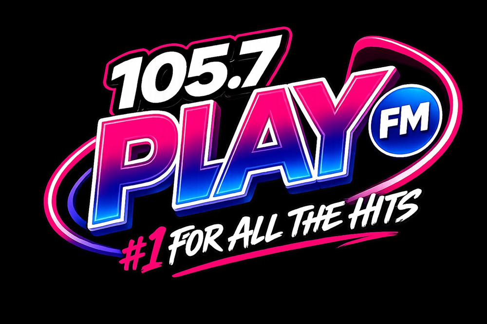 105.7 Play FM neon
